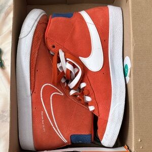 Nike Blazers Men’s Orange and White High-Top Sneakers